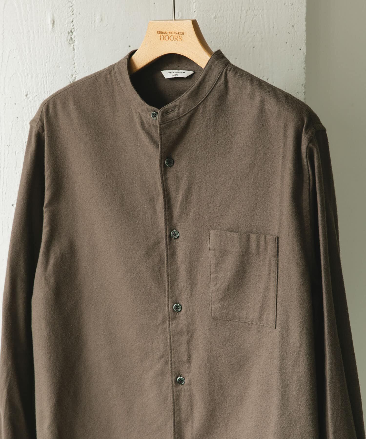 URBAN RESEARCH DOORS「防シワ起毛ネルバンドカラーシャツ」|シャツ・ブラウス|モカ