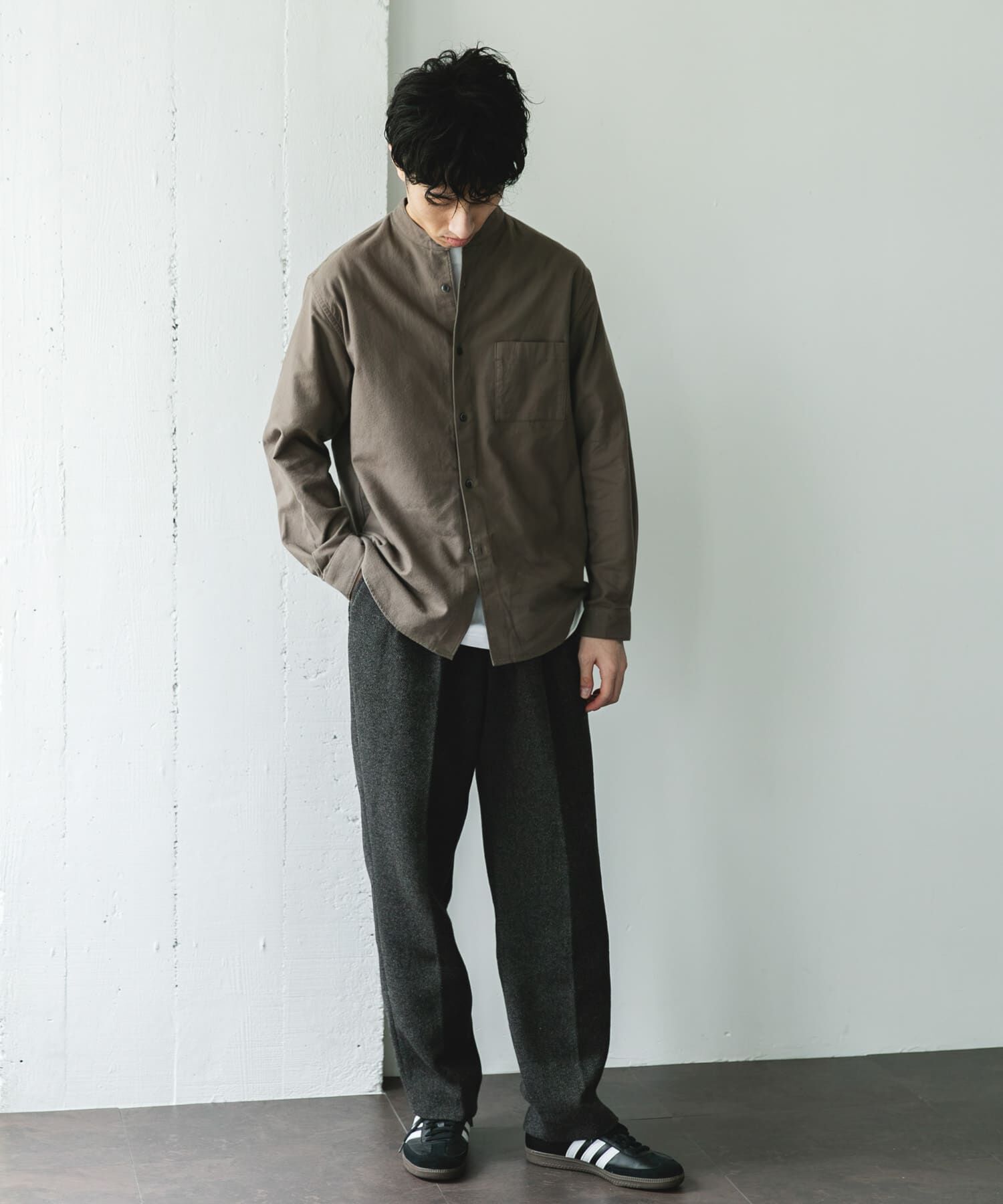 URBAN RESEARCH DOORS「防シワ起毛ネルバンドカラーシャツ」|シャツ・ブラウス|