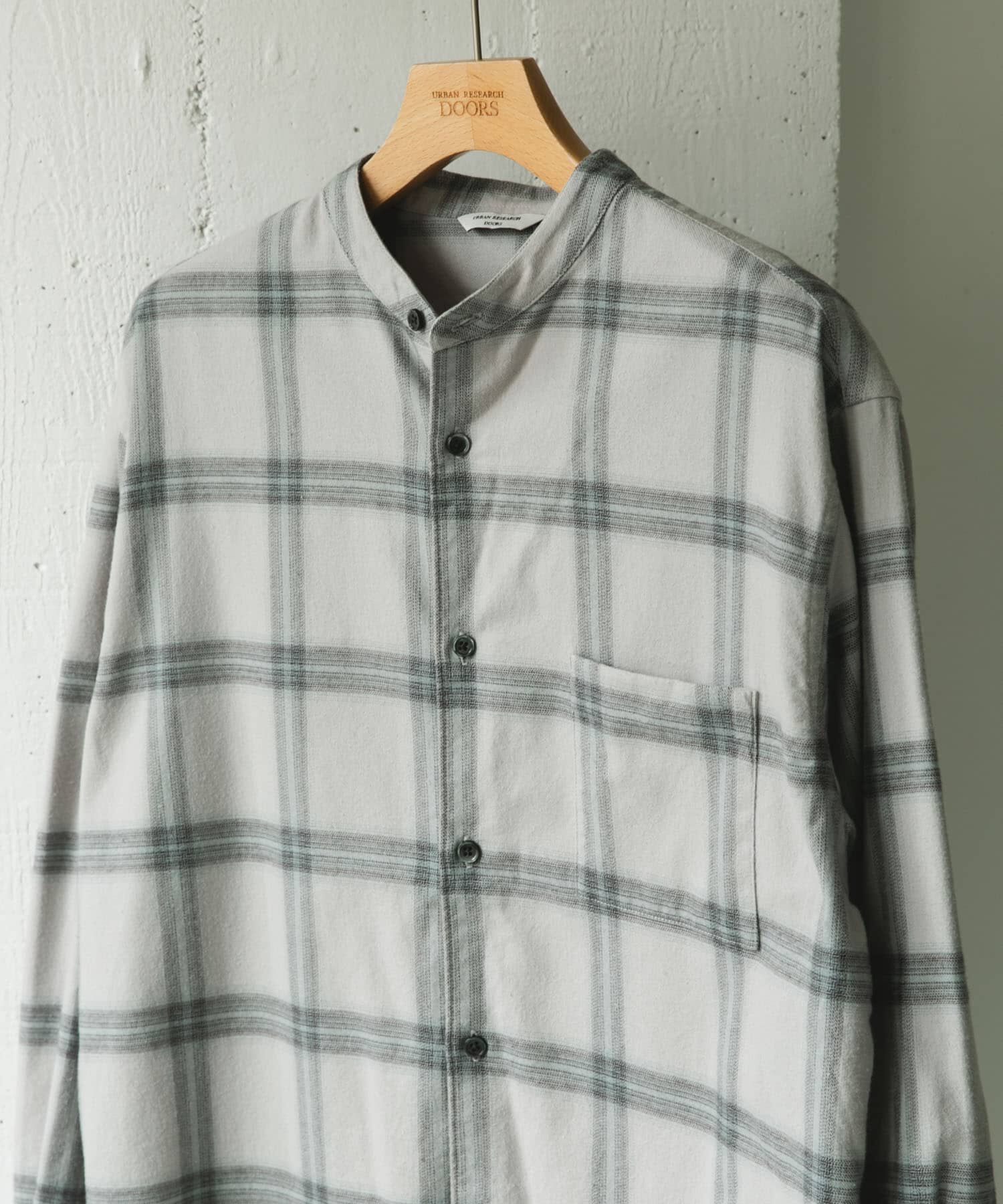 URBAN RESEARCH DOORS「防シワ起毛ネルバンドカラーシャツ」|シャツ・ブラウス|チェック