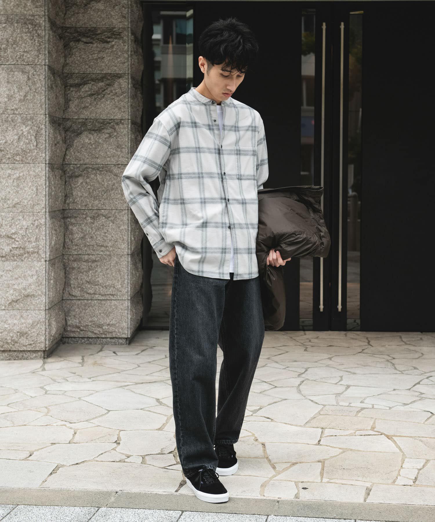 URBAN RESEARCH DOORS「防シワ起毛ネルバンドカラーシャツ」|シャツ・ブラウス|