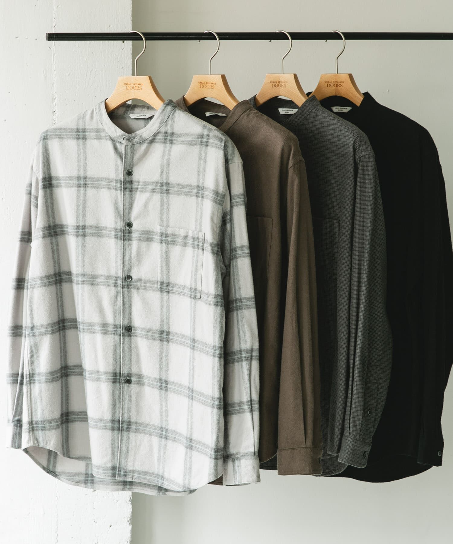 URBAN RESEARCH DOORS「防シワ起毛ネルバンドカラーシャツ」|シャツ・ブラウス|