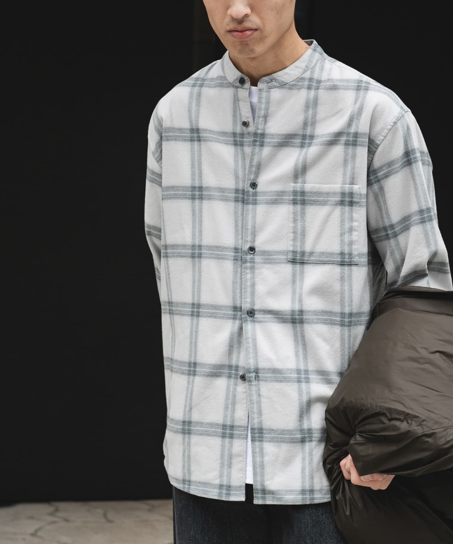 URBAN RESEARCH DOORS「防シワ起毛ネルバンドカラーシャツ」|シャツ・ブラウス|