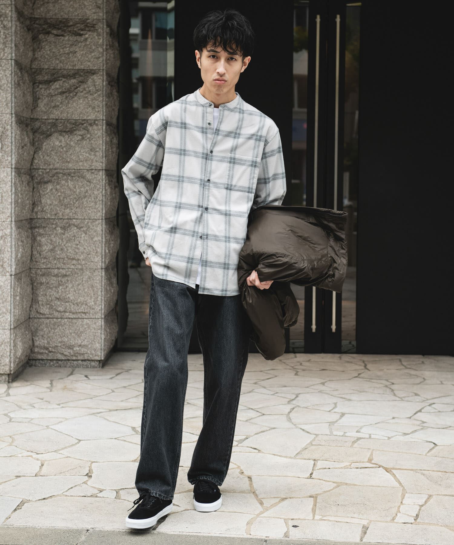 URBAN RESEARCH DOORS「防シワ起毛ネルバンドカラーシャツ」|シャツ・ブラウス|