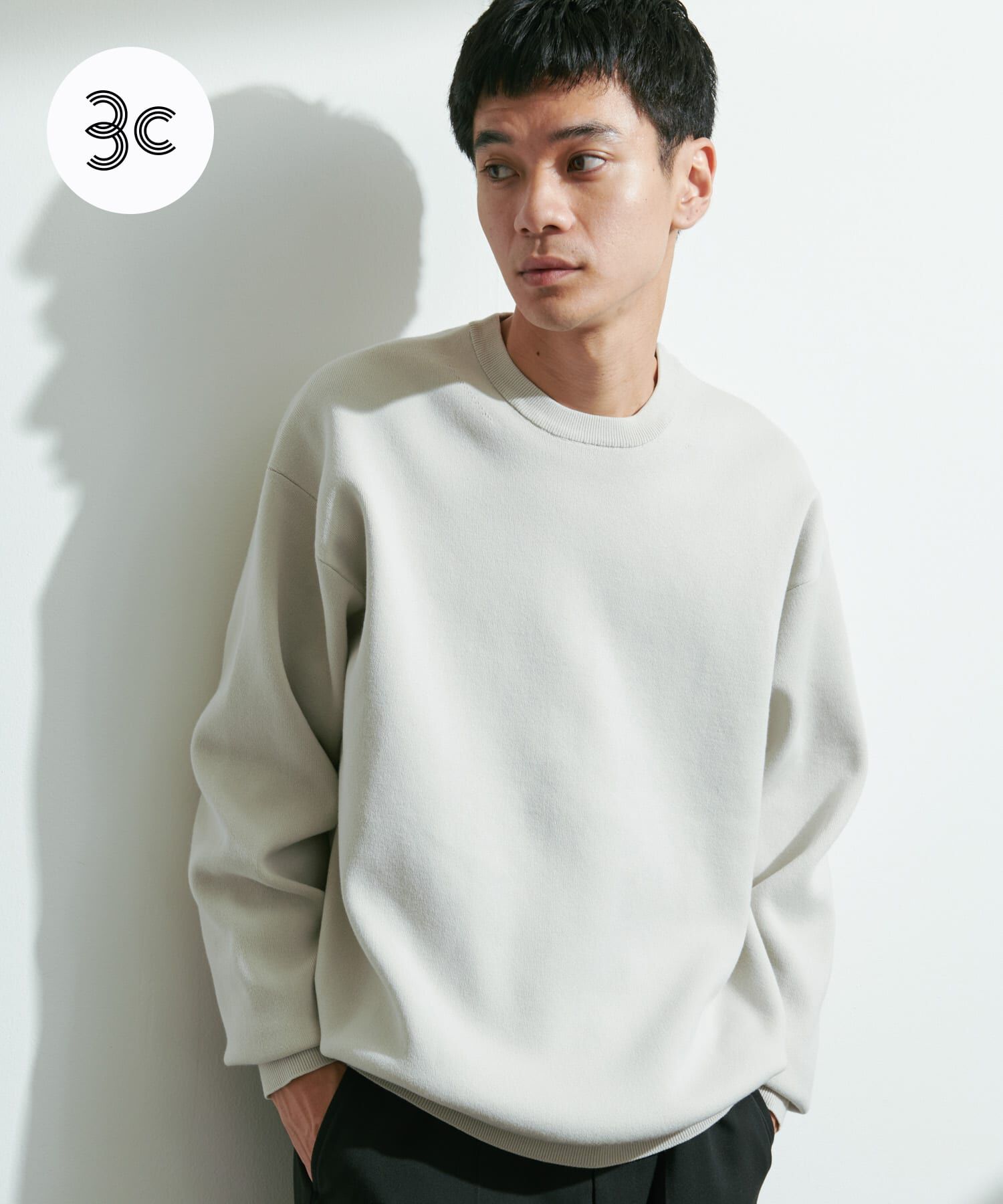 URBAN RESEARCH DOORS「『UR TECH Renew Knit』クルーネックプルオーバー」|ニット・セーター|グレー