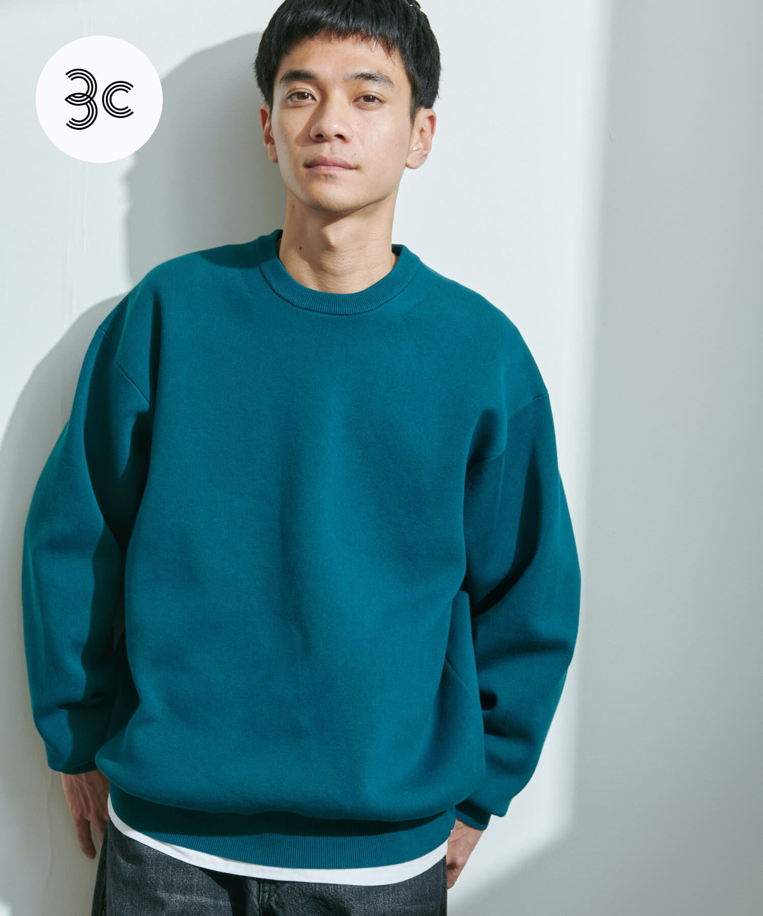 URBAN RESEARCH DOORS「『UR TECH Renew Knit』クルーネックプルオーバー」|ニット・セーター|グリーン