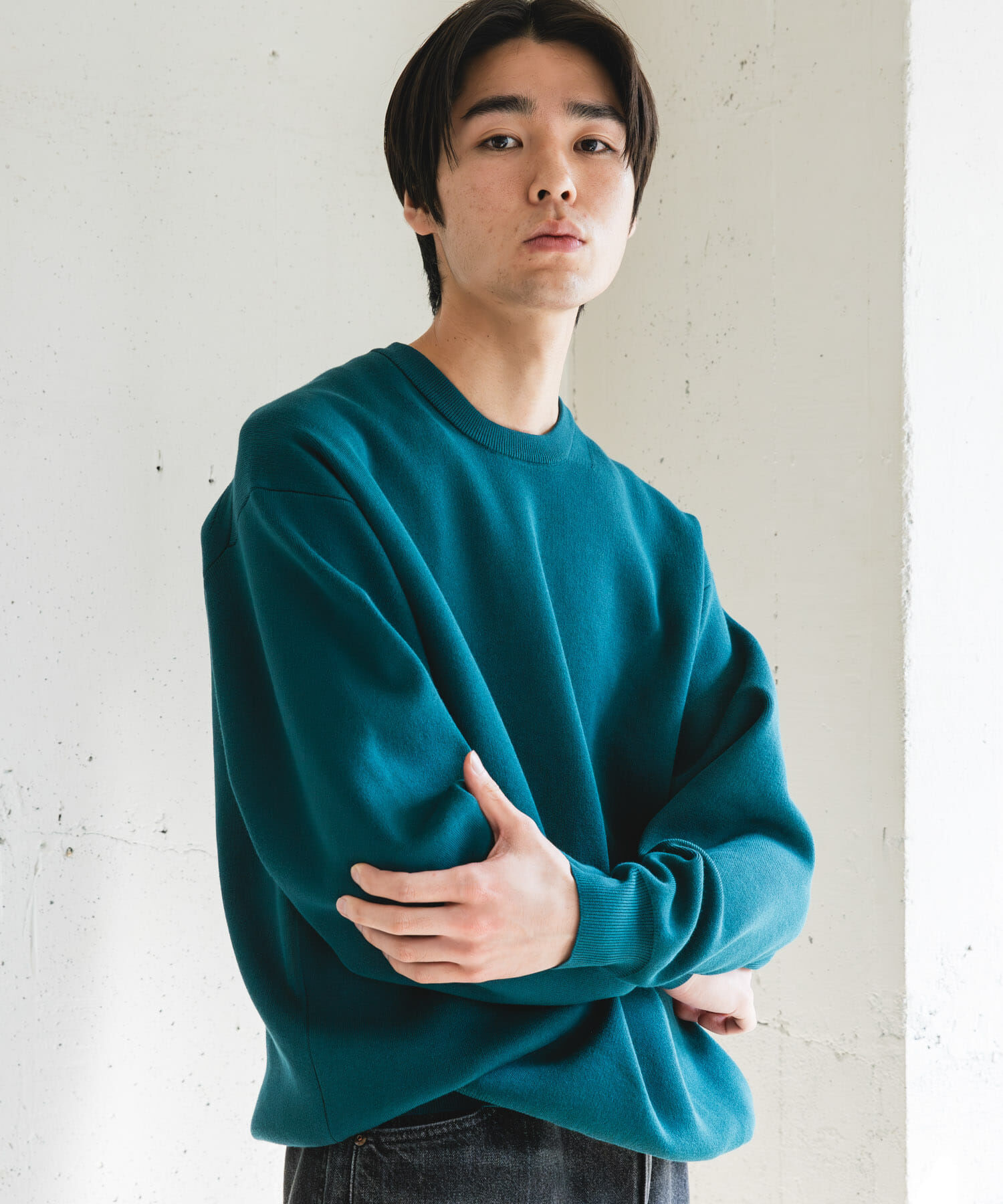 URBAN RESEARCH DOORS「『UR TECH Renew Knit』クルーネックプルオーバー」|ニット・セーター|