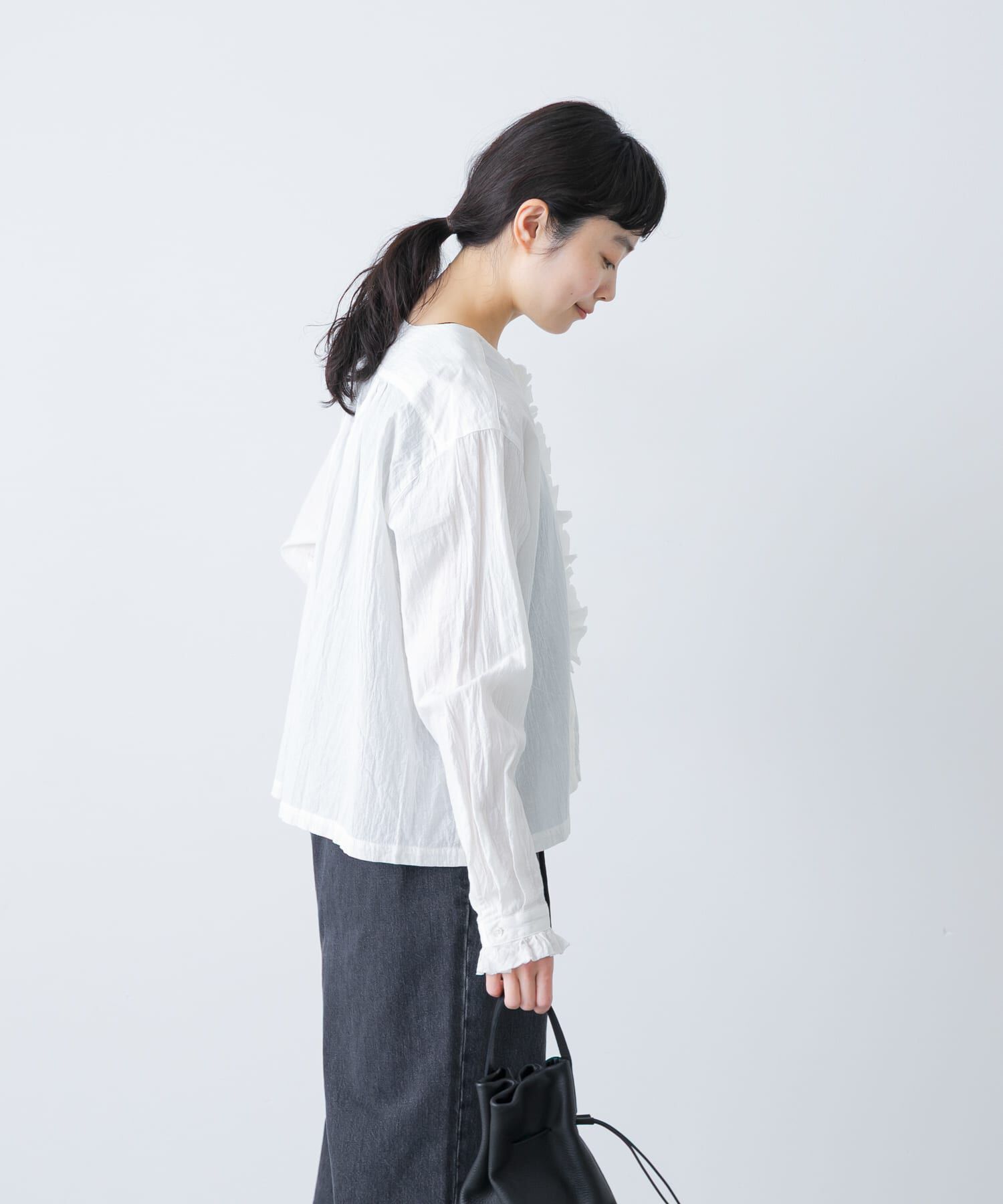 かぐれ「コットンリネンフリルブラウス」|シャツ・ブラウス|