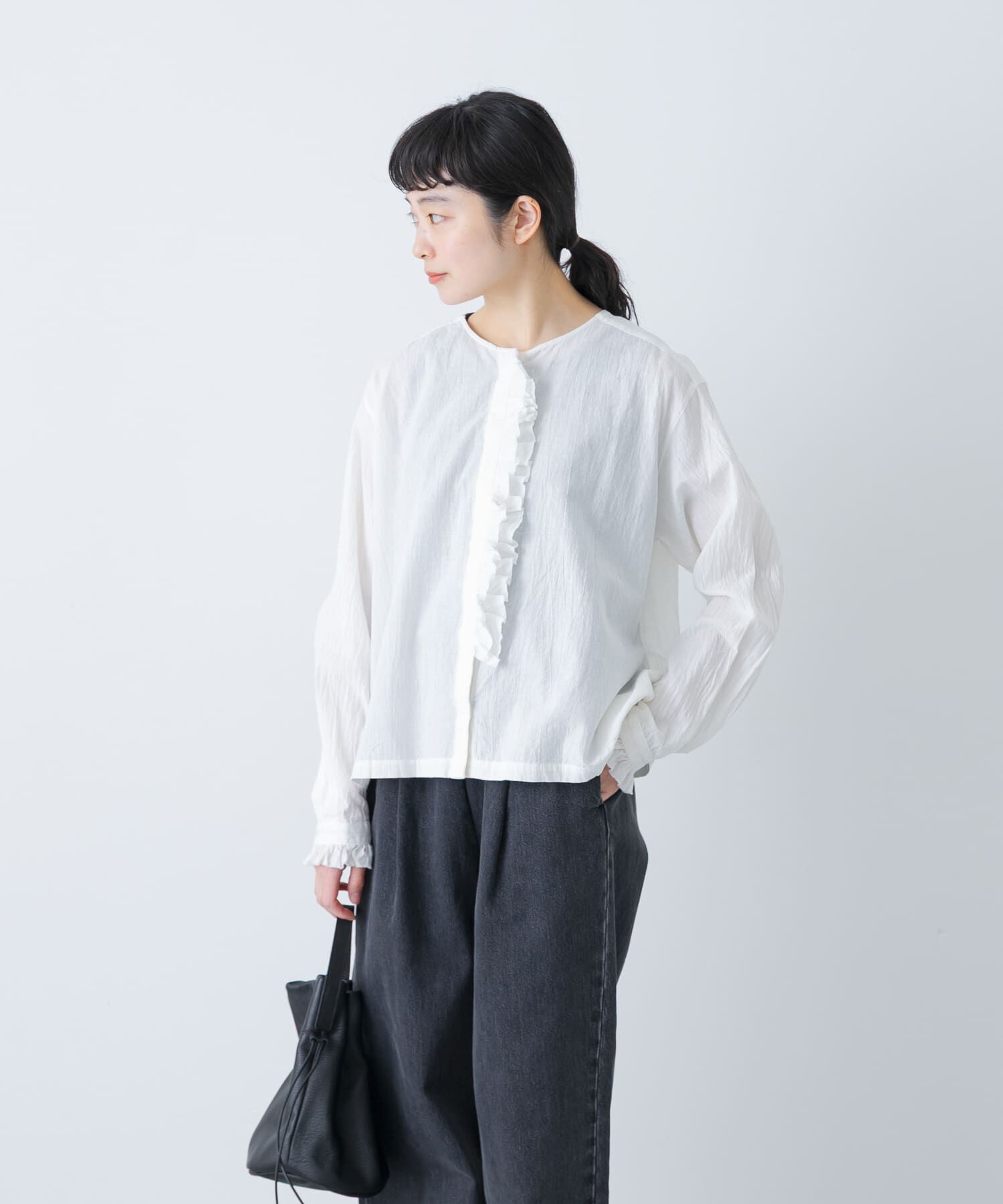 かぐれ「コットンリネンフリルブラウス」|シャツ・ブラウス|