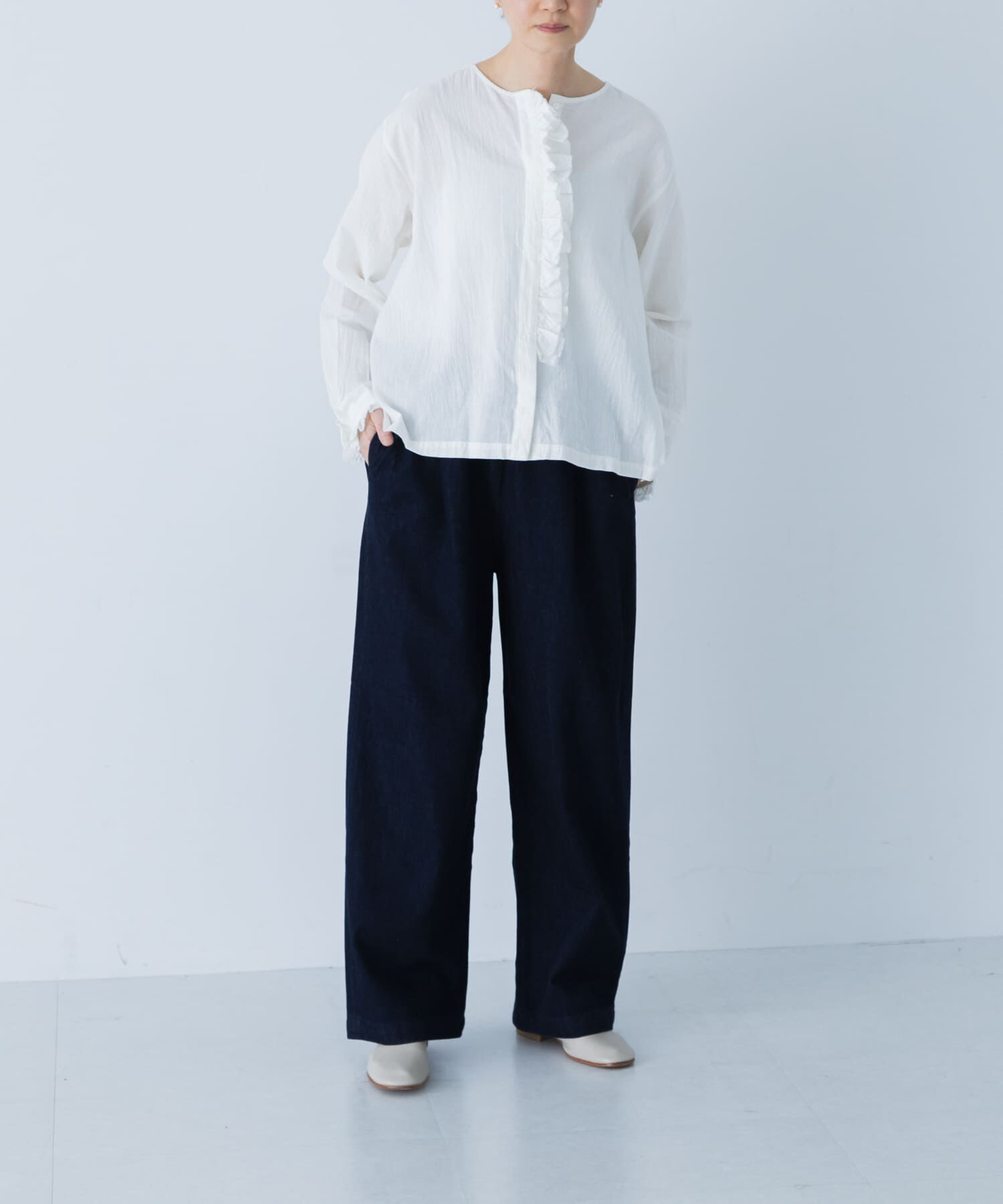 かぐれ「コットンリネンフリルブラウス」|シャツ・ブラウス|