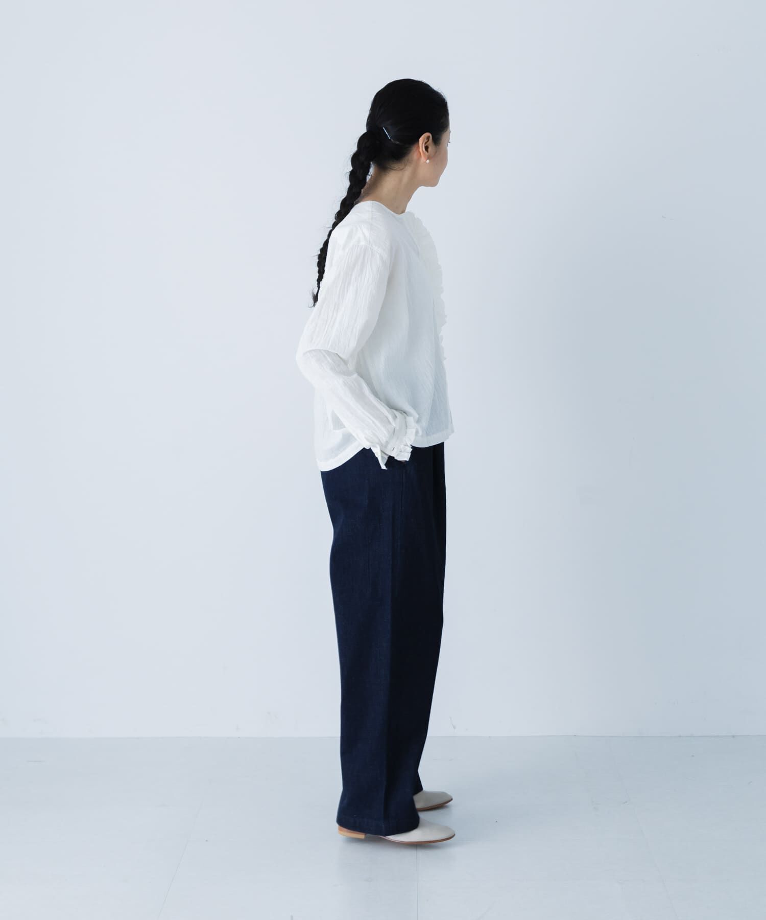 かぐれ「コットンリネンフリルブラウス」|シャツ・ブラウス|