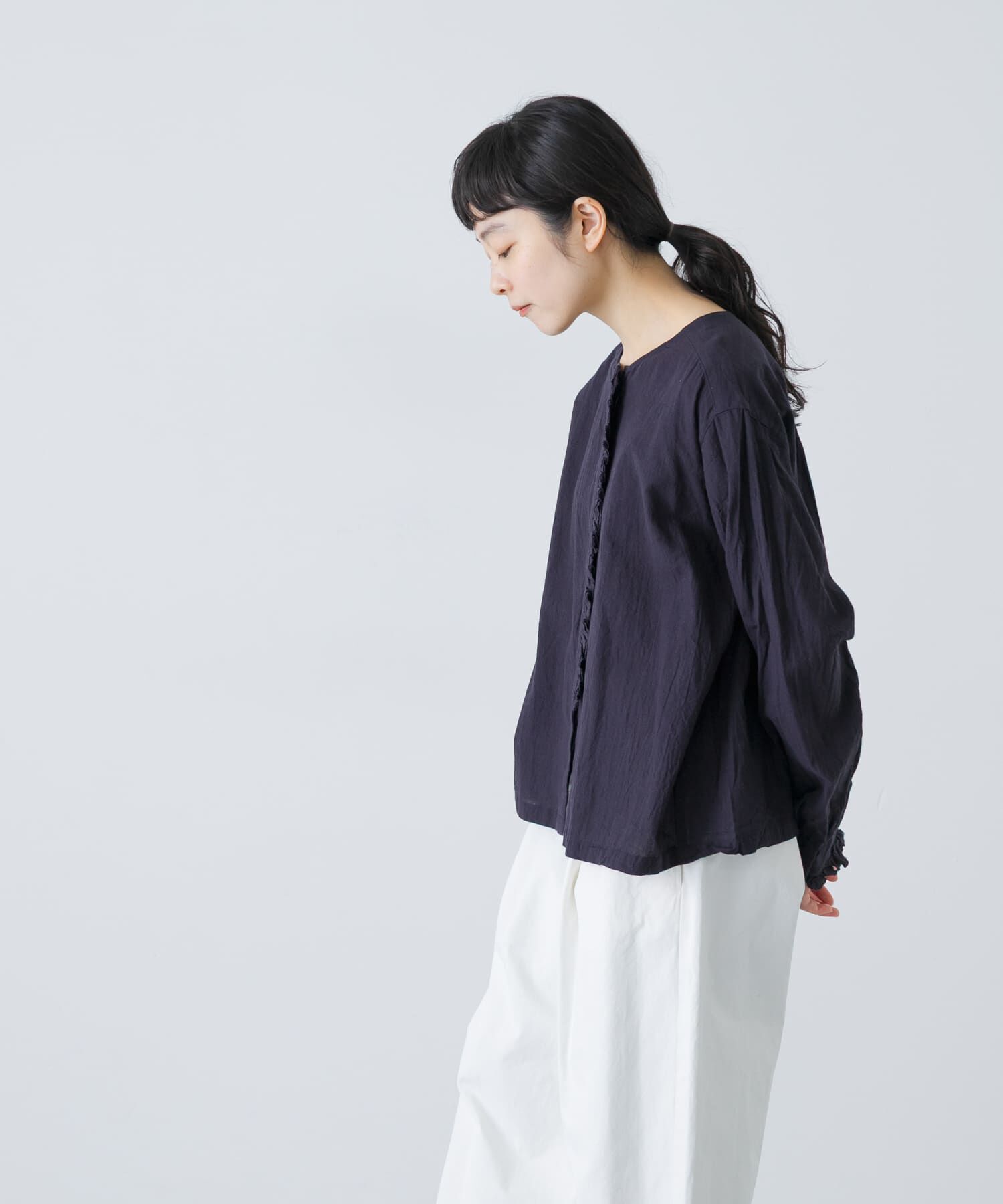 かぐれ「コットンリネンフリルブラウス」|シャツ・ブラウス|