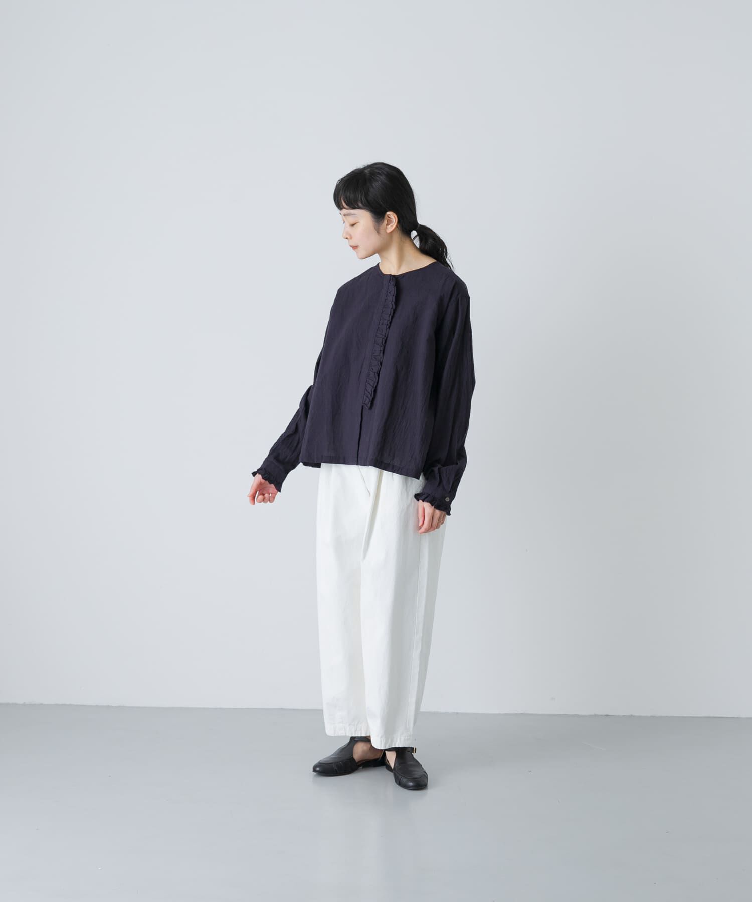 かぐれ「コットンリネンフリルブラウス」|シャツ・ブラウス|