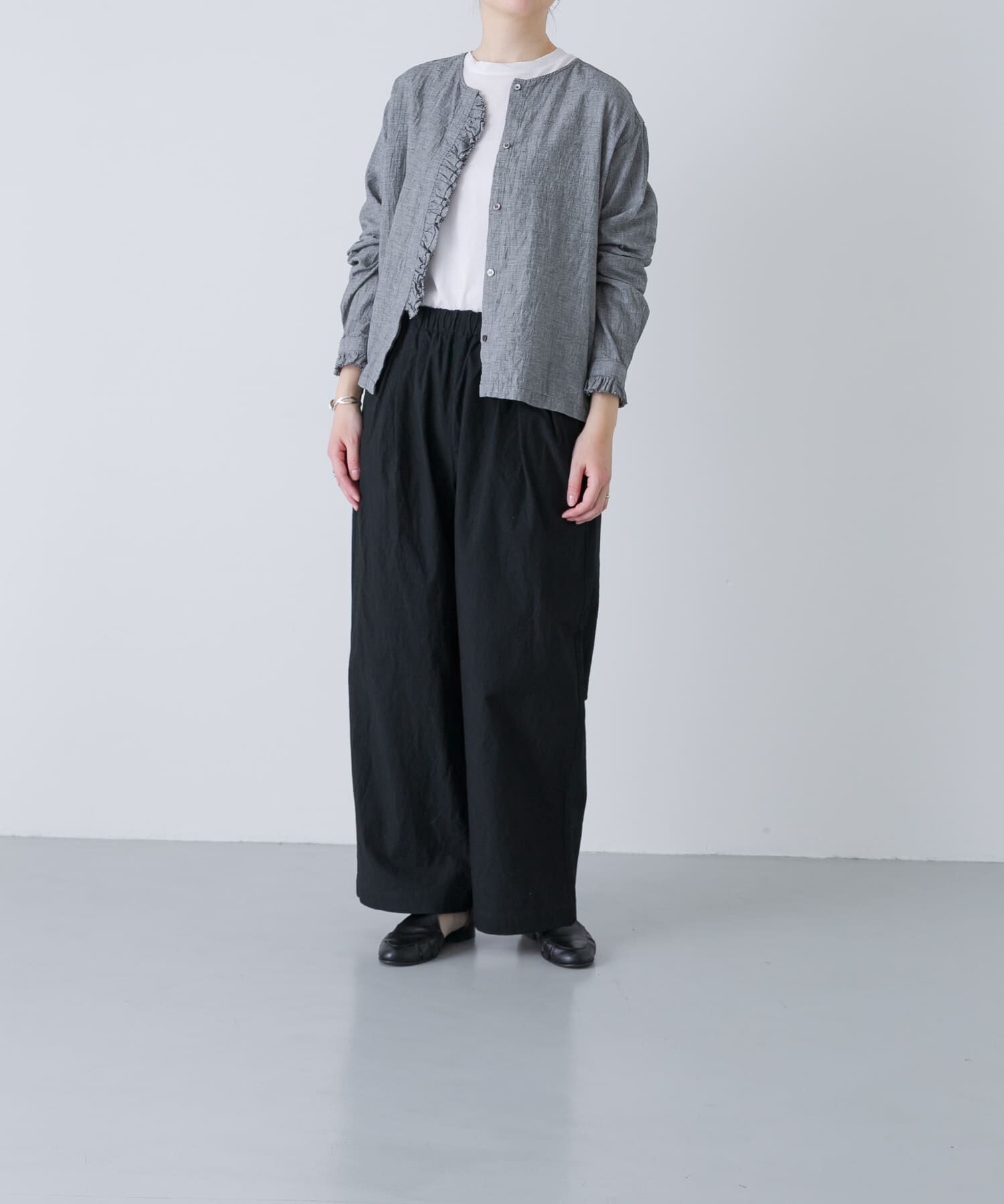 かぐれ「コットンリネンフリルブラウス」|シャツ・ブラウス|