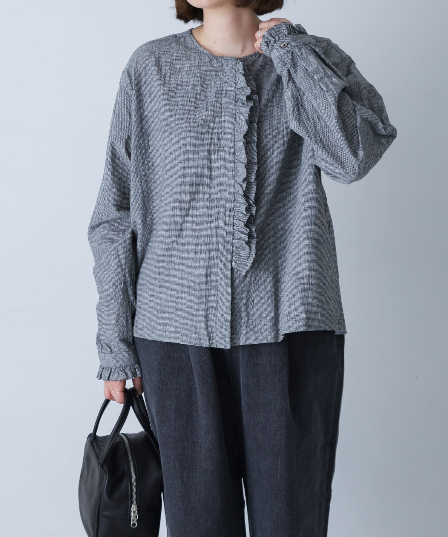 かぐれ「コットンリネンフリルブラウス」|シャツ・ブラウス|