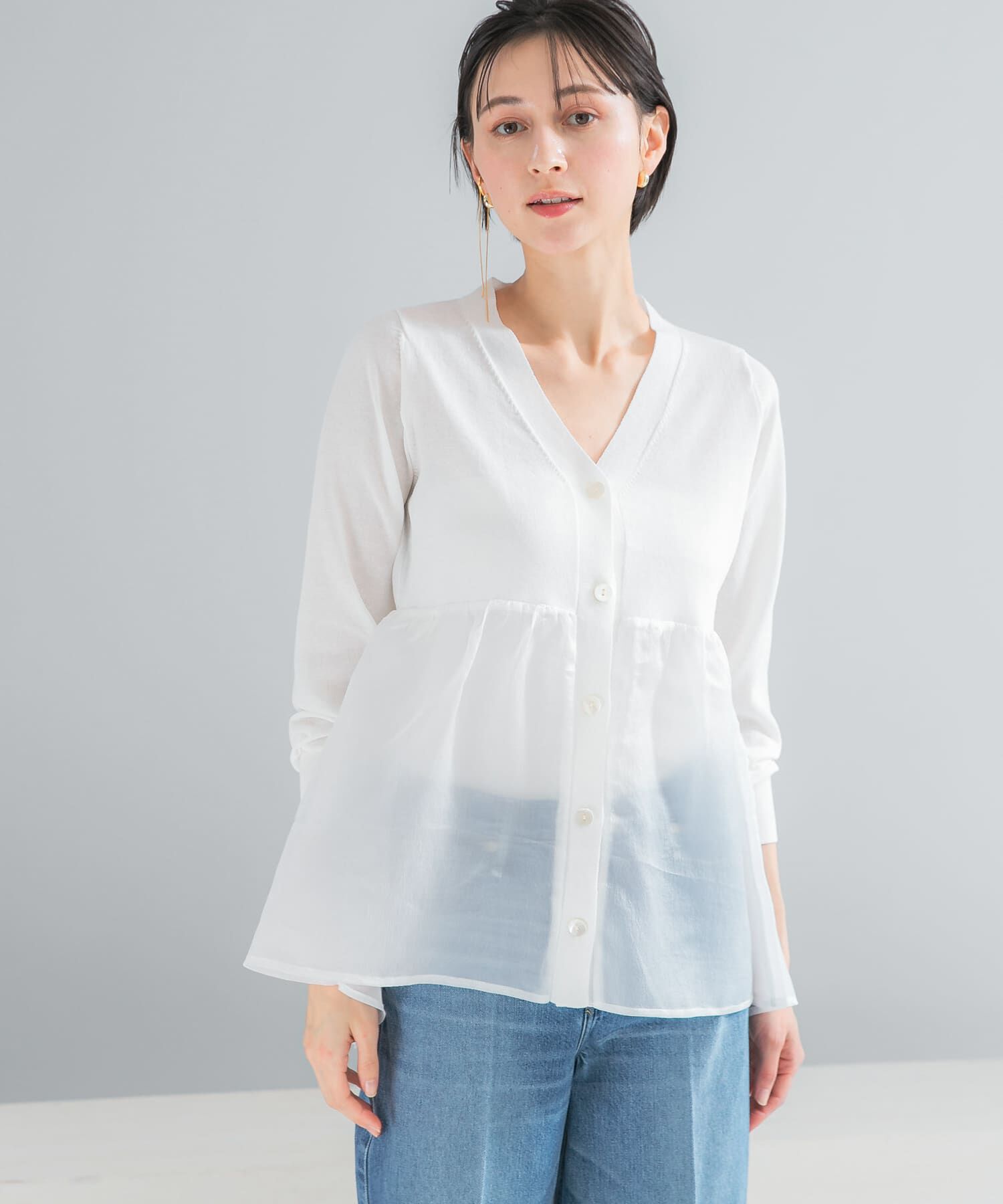 URBAN RESEARCH ROSSO「『WEB限定』ドッキングペプラムカーディガン」|ニット・セーター|