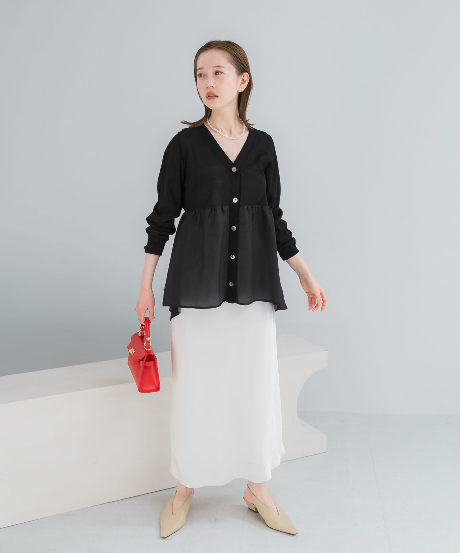 URBAN RESEARCH ROSSO「『WEB限定』ドッキングペプラムカーディガン」|ニット・セーター|