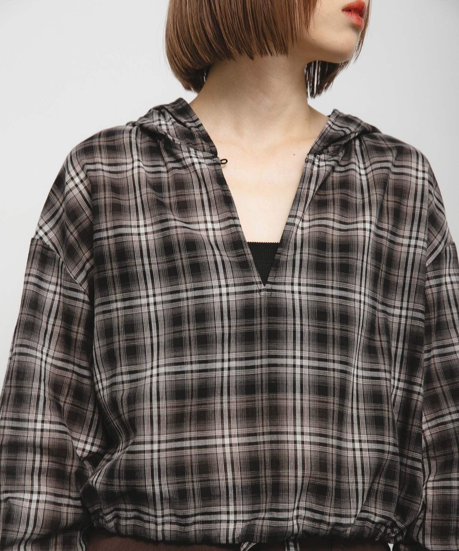 「シアーチェックフーディーシャツ」|シャツ・ブラウス|