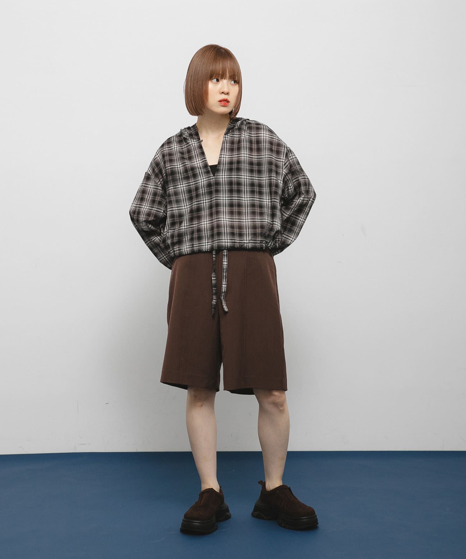  「シアーチェックフーディーシャツ」|シャツ・ブラウス|