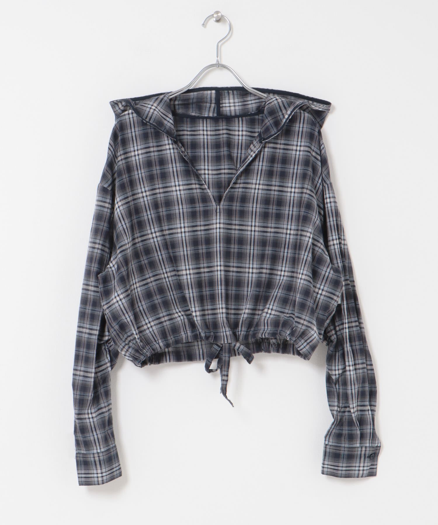  「シアーチェックフーディーシャツ」|シャツ・ブラウス|