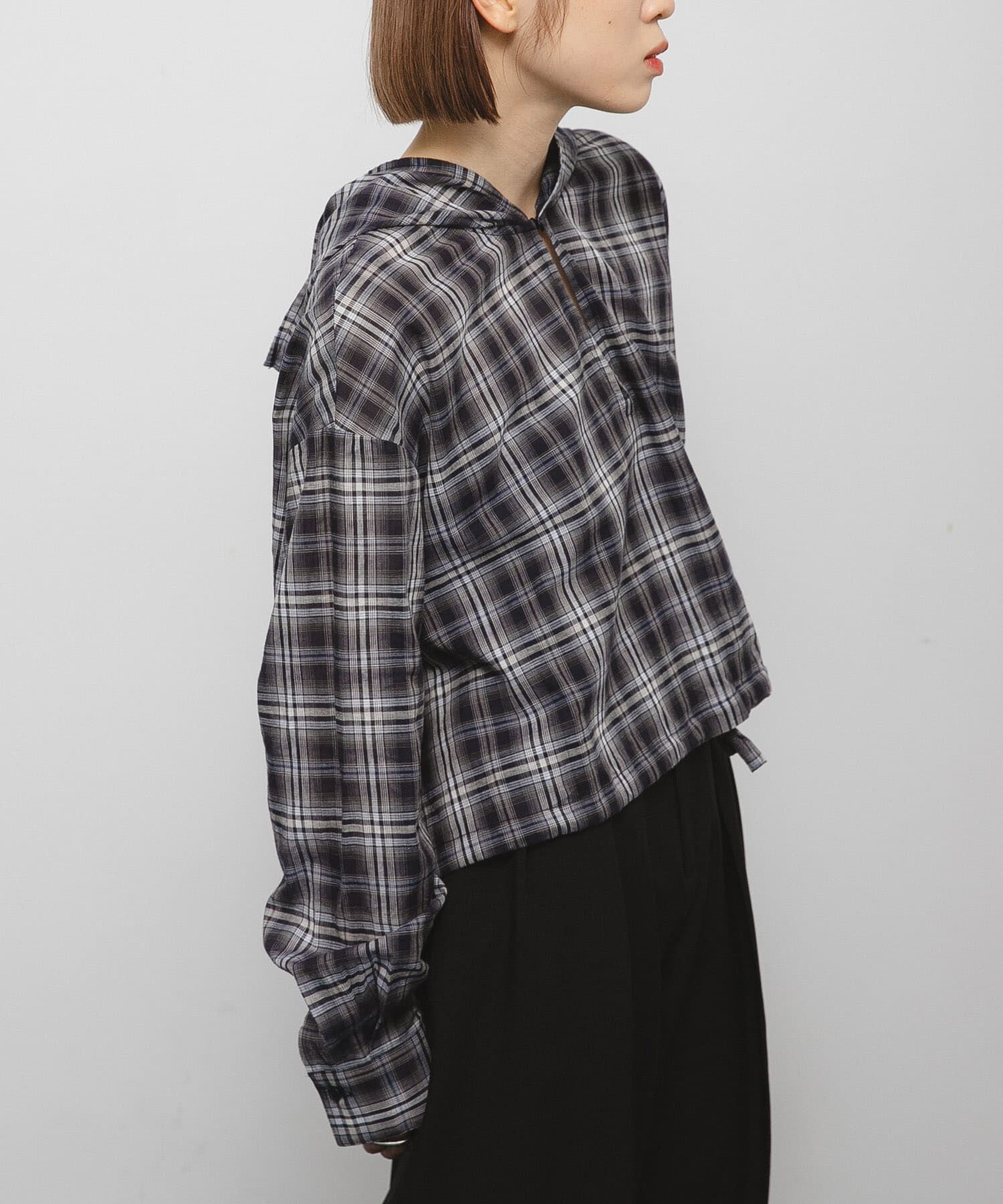 「シアーチェックフーディーシャツ」|シャツ・ブラウス|
