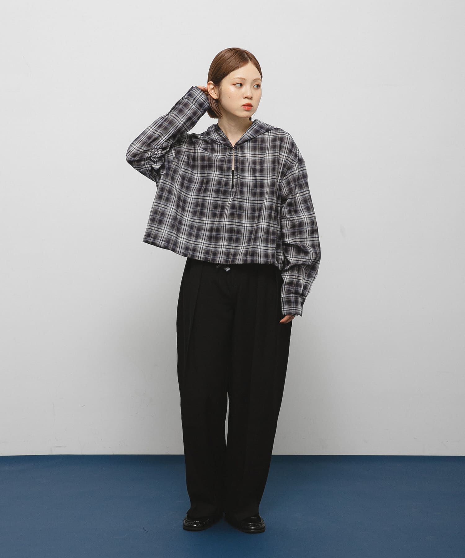  「シアーチェックフーディーシャツ」|シャツ・ブラウス|