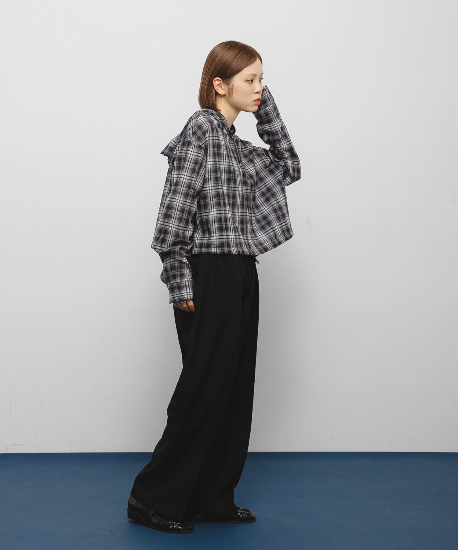  「シアーチェックフーディーシャツ」|シャツ・ブラウス|