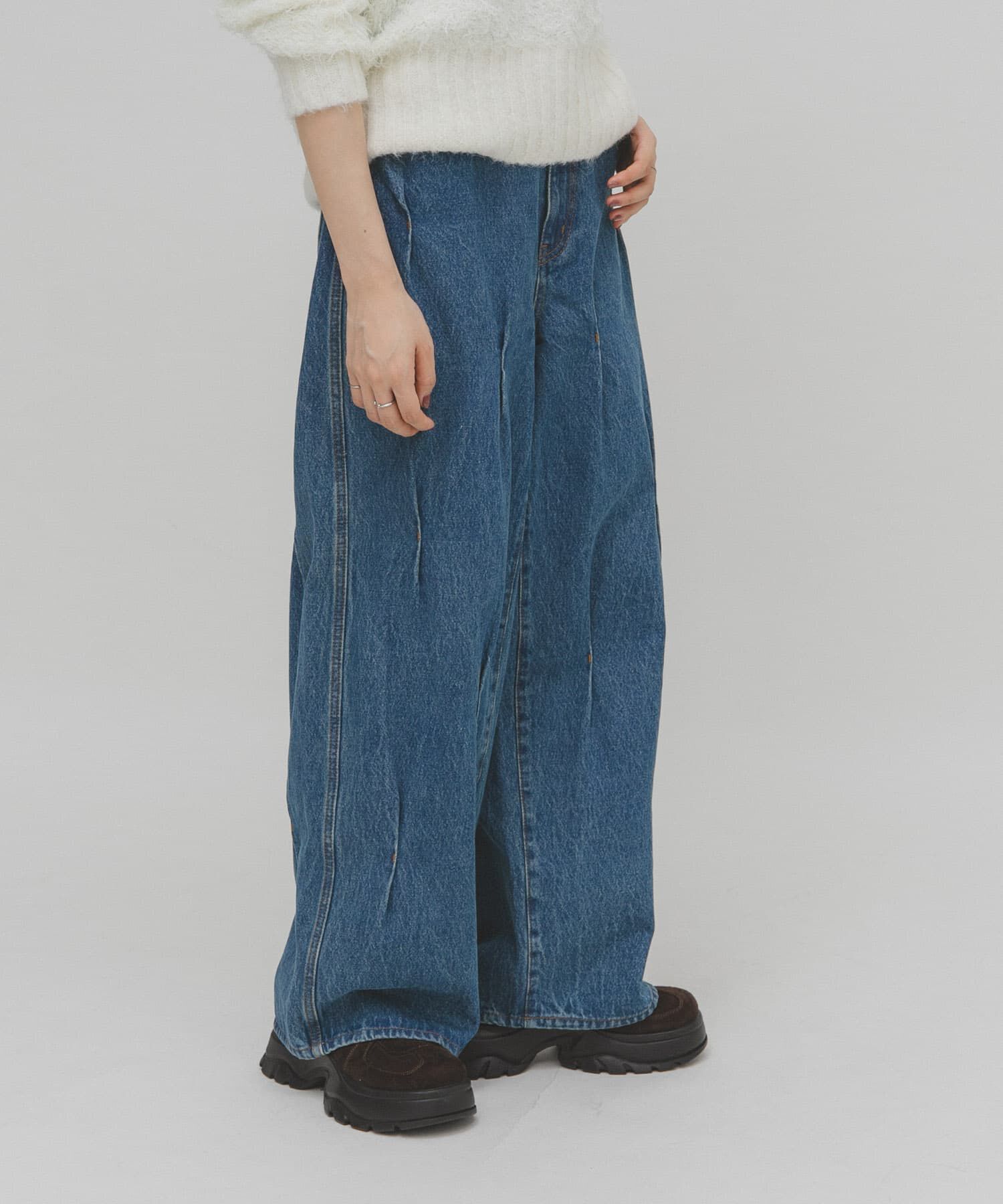  「タックWIDEデニム」|デニム|