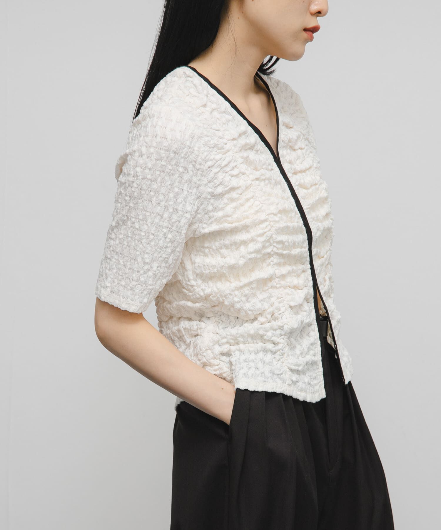  「シャーリングホックトップス」|Tシャツ・カットソー|