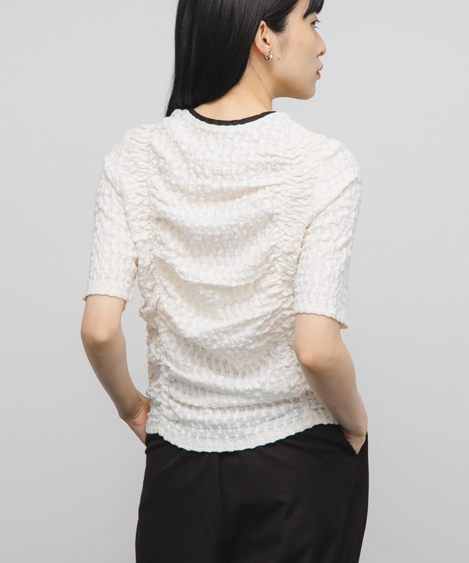  「シャーリングホックトップス」|Tシャツ・カットソー|