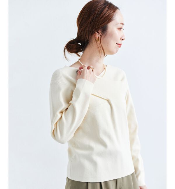 le.coeur blanc「クロスデザインニットプルオーバー」|ニット・セーター|