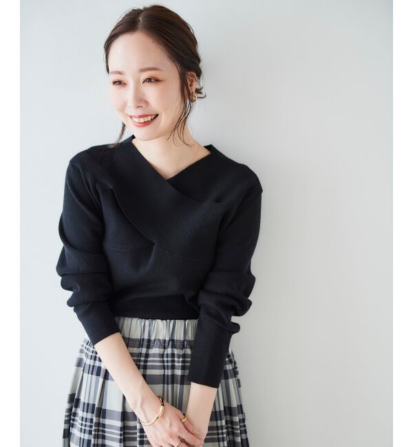 le.coeur blanc「クロスデザインニットプルオーバー」|ニット・セーター|