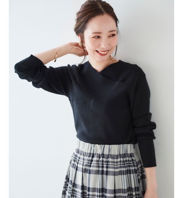 le.coeur blanc「クロスデザインニットプルオーバー」|ニット・セーター|