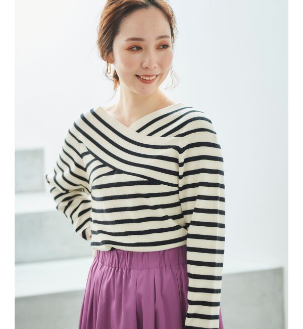 le.coeur blanc「クロスデザインニットプルオーバー」|ニット・セーター|