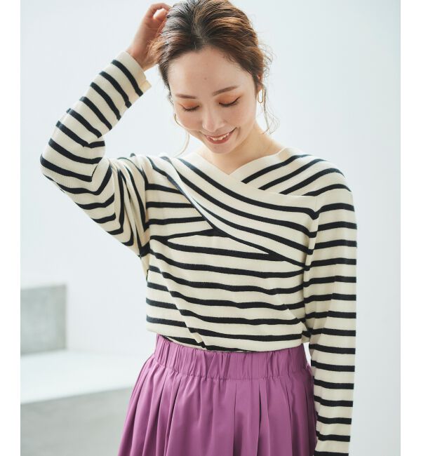 le.coeur blanc「クロスデザインニットプルオーバー」|ニット・セーター|