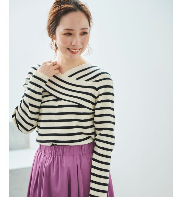 le.coeur blanc「クロスデザインニットプルオーバー」|ニット・セーター|