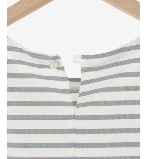 le.coeur blanc「《手洗い可能》Perle Peche ボーダー&times;レースカットソー」|Tシャツ・カットソー|