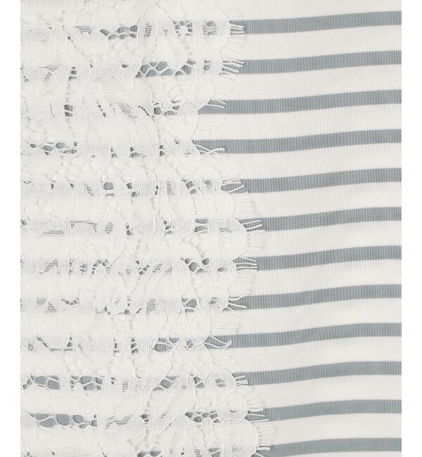 le.coeur blanc「《手洗い可能》Perle Peche ボーダー&times;レースカットソー」|Tシャツ・カットソー|