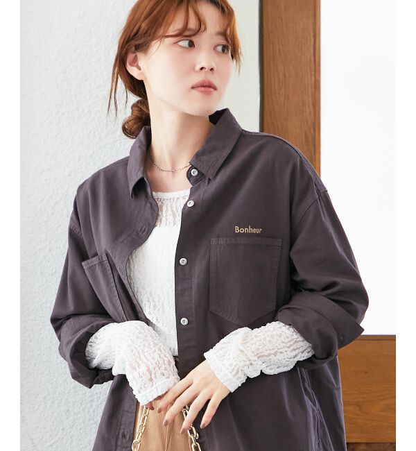  「刺繍カラーダブルポケットオーバーシャツ」|シャツ・ブラウス|