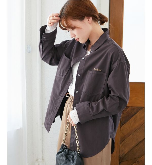  「刺繍カラーダブルポケットオーバーシャツ」|シャツ・ブラウス|