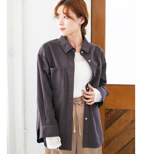  「刺繍カラーダブルポケットオーバーシャツ」|シャツ・ブラウス|