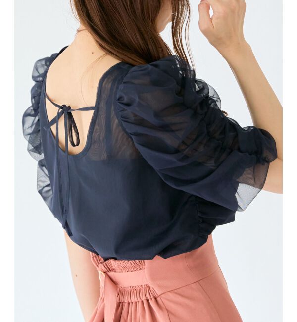 MAJESTICLEGON「ギャザーボリュームチュールトップス」|Tシャツ・カットソー|