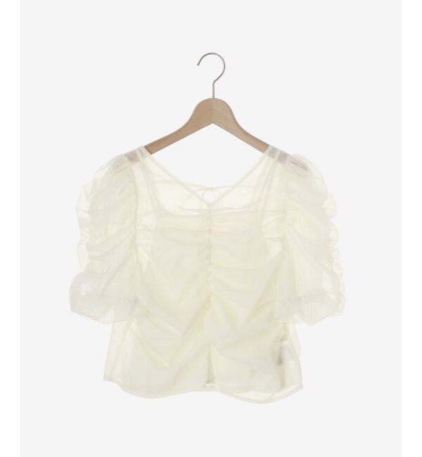 MAJESTICLEGON「ギャザーボリュームチュールトップス」|Tシャツ・カットソー|