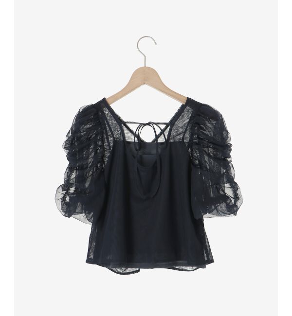 MAJESTICLEGON「ギャザーボリュームチュールトップス」|Tシャツ・カットソー|