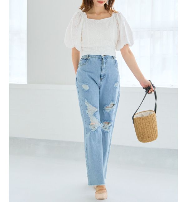 MAJESTICLEGON「刺繍レースコットンブラウス」|シャツ・ブラウス|