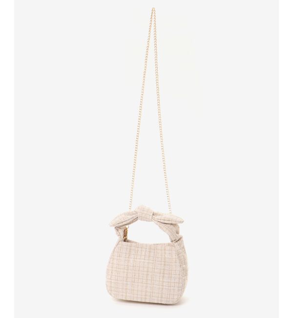 MAJESTICLEGON「リボンハンドルツイードバッグ」|ハンドバッグ|