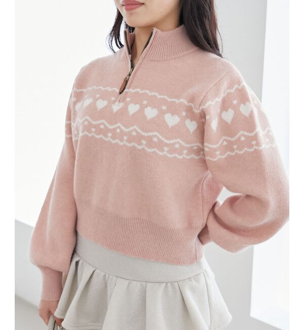 MAJESTICLEGON「ハートジャカードハーフジップニット」|ニット・セーター|