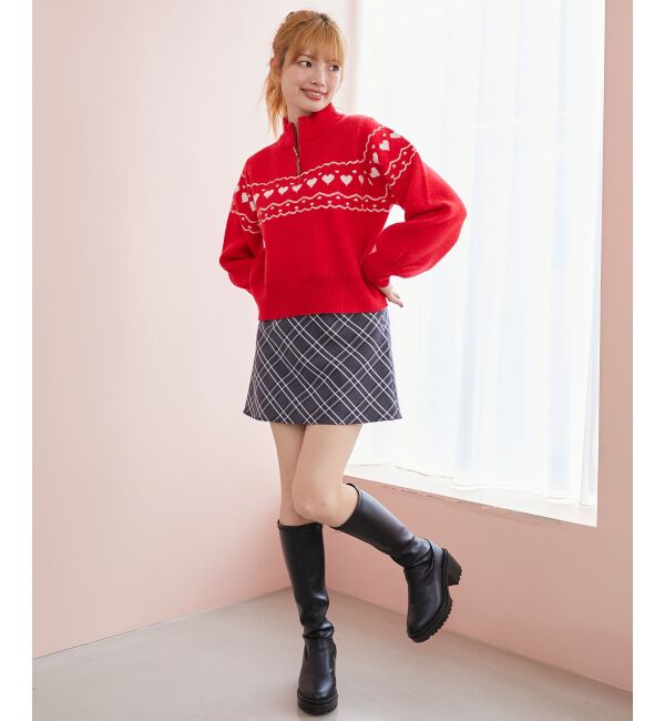 MAJESTICLEGON「ハートジャカードハーフジップニット」|ニット・セーター|