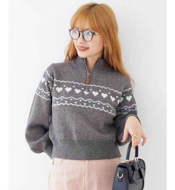 MAJESTICLEGON「ハートジャカードハーフジップニット」|ニット・セーター|