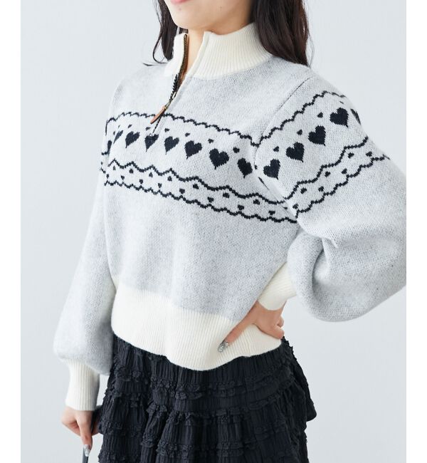 MAJESTICLEGON「ハートジャカードハーフジップニット」|ニット・セーター|
