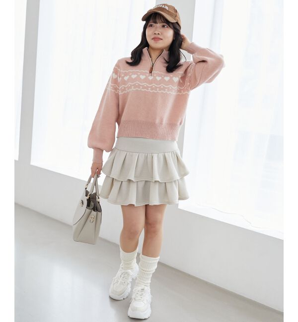 MAJESTICLEGON「ハートジャカードハーフジップニット」|ニット・セーター|